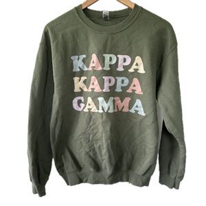 Gildan Kappa Kappa Gamma Sorority Olive Green Pastel Crew Neck Sweatshirt M